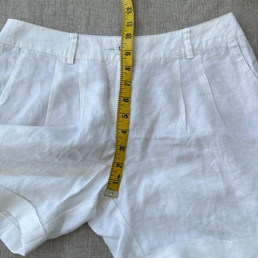 BODEN 100%‎ Linen Shorts White Folded Hem Women’s Size 4L pleated - Picture 7 of 12